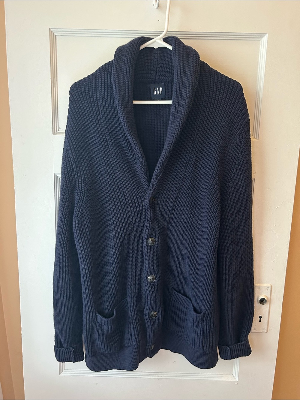 GAP Shawl Collar Knit Cardigan Blue Size Large
